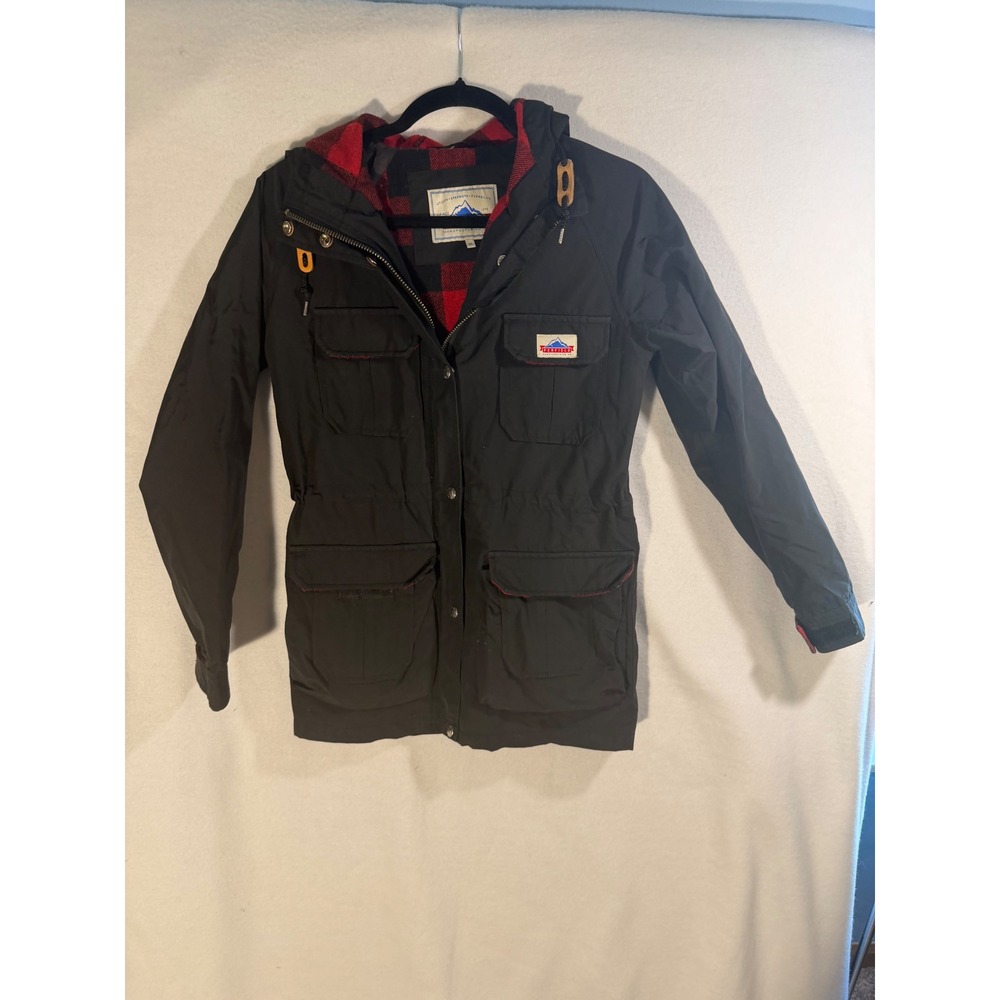 Penfield Kasson Mountain Parka Jacket Mens XS Black 60/40 Plaid Lined Hooded